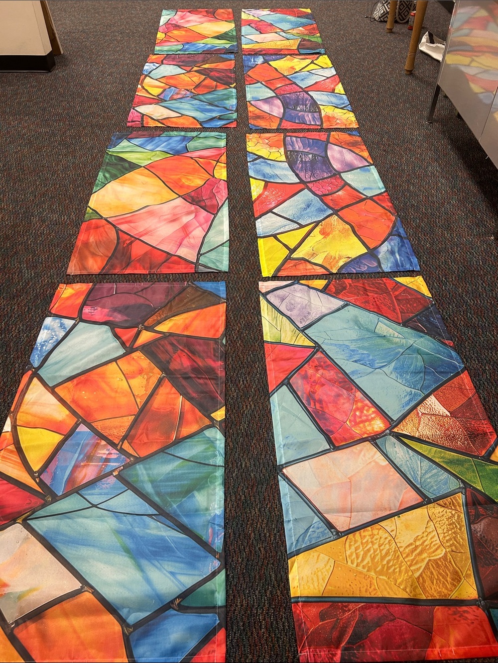 Fluorescent light covers (magnetic) - Stained Glass Pattern - 8 panels in all